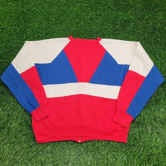 Line-Up Zip Fleece Jacket M/L 22x22 Boxy Cropped Red Blue - Picture 2 of 13